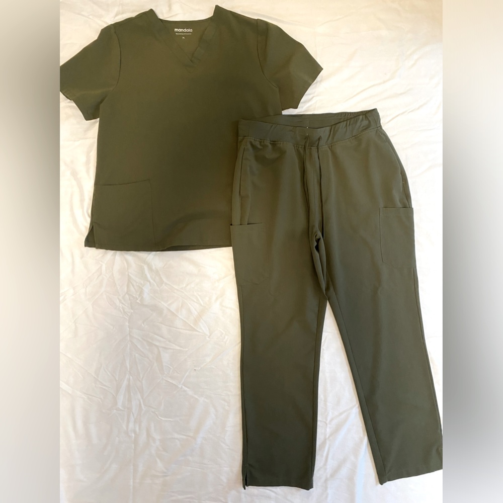 Mandala Olive Green Women's Scrub Set